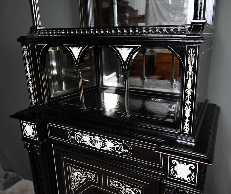 Display Cabinet in Blackened Pear Wood, Napoléon III period – 2nd half of the 19th century