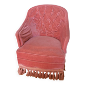 Fauteuil crapaud en velours rose