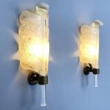 Pair of glass sconces, leaf design, by Andre Arbus for Veronese made by Barovier & Toso, Italy, 1950s