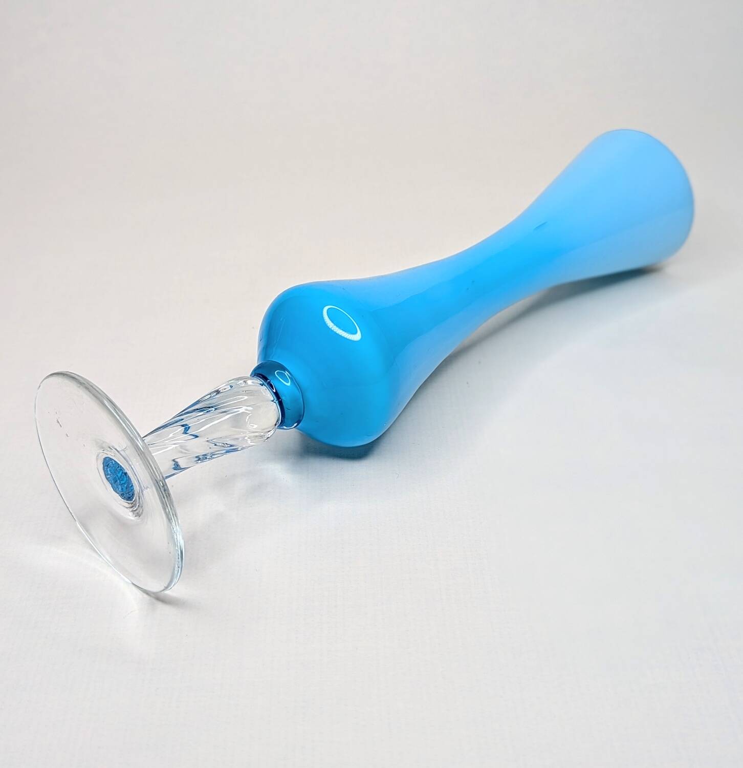 Vintage light blue and white opaline soliflore vase