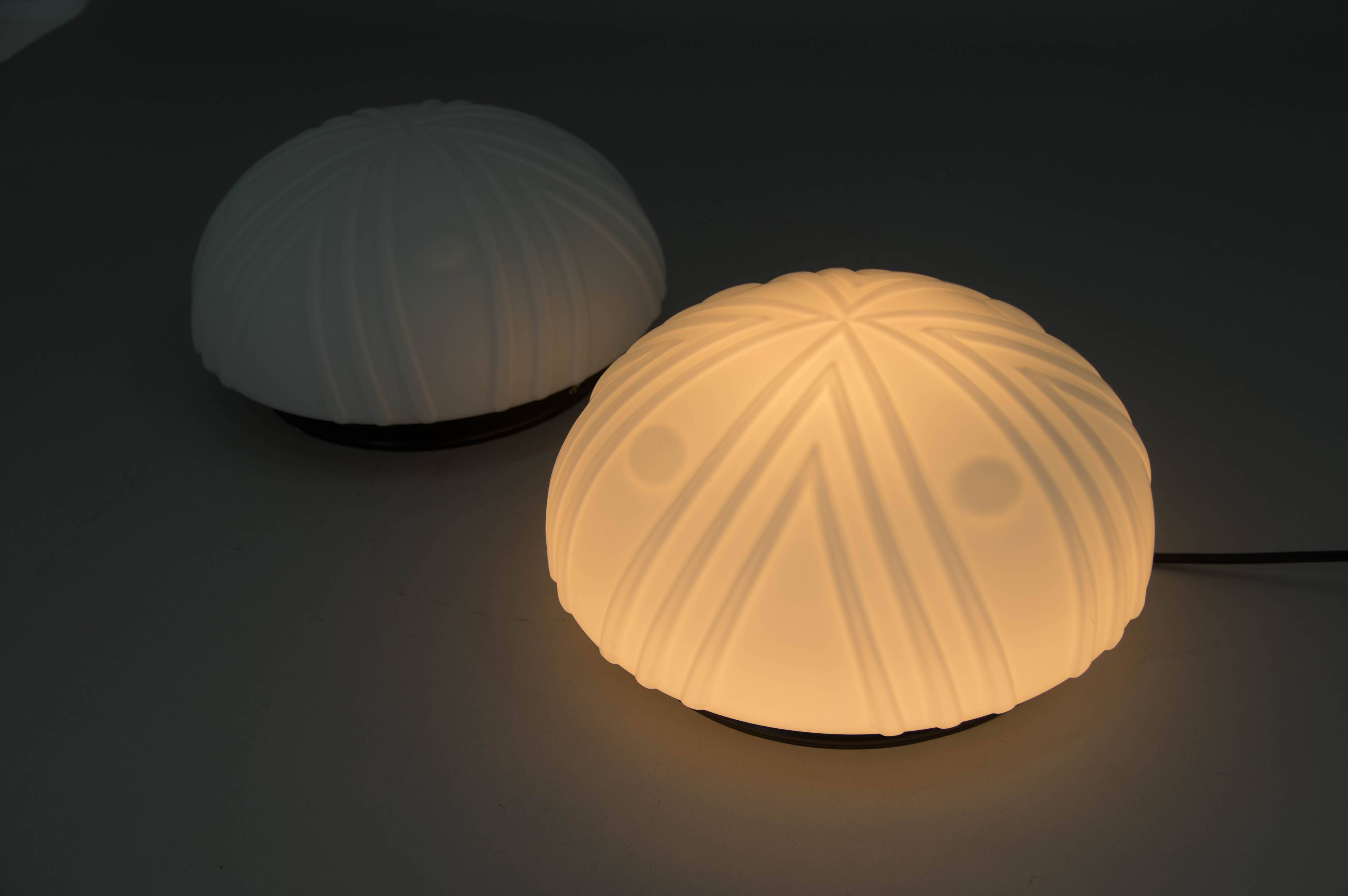 Pair of Mid-Century Flush Mounts, 1990s