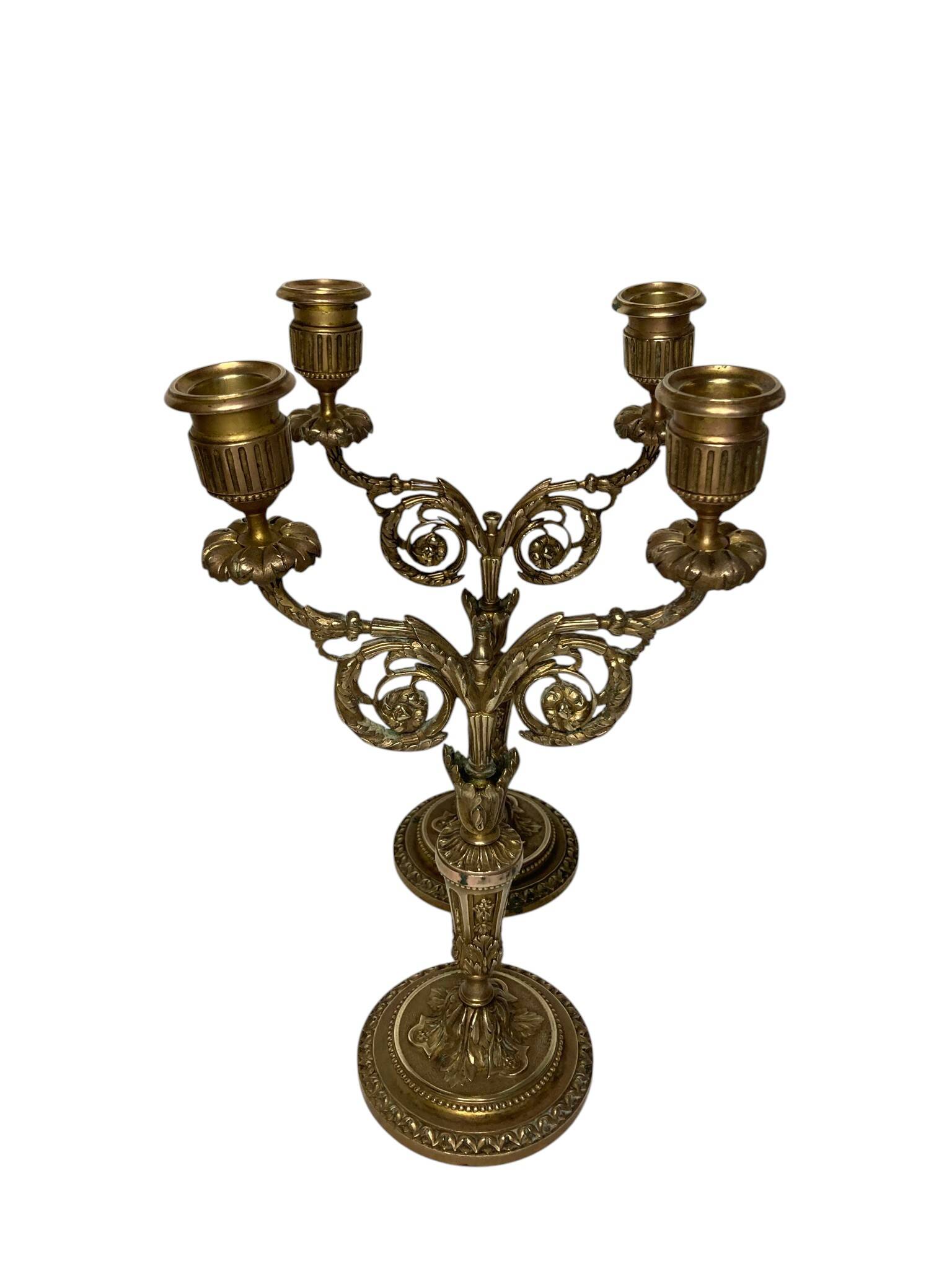 Pair of two-light candelabra in bronze, Napoleon III, late 19th century.