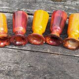 Series of 5 mazagrans in flammed ceramic