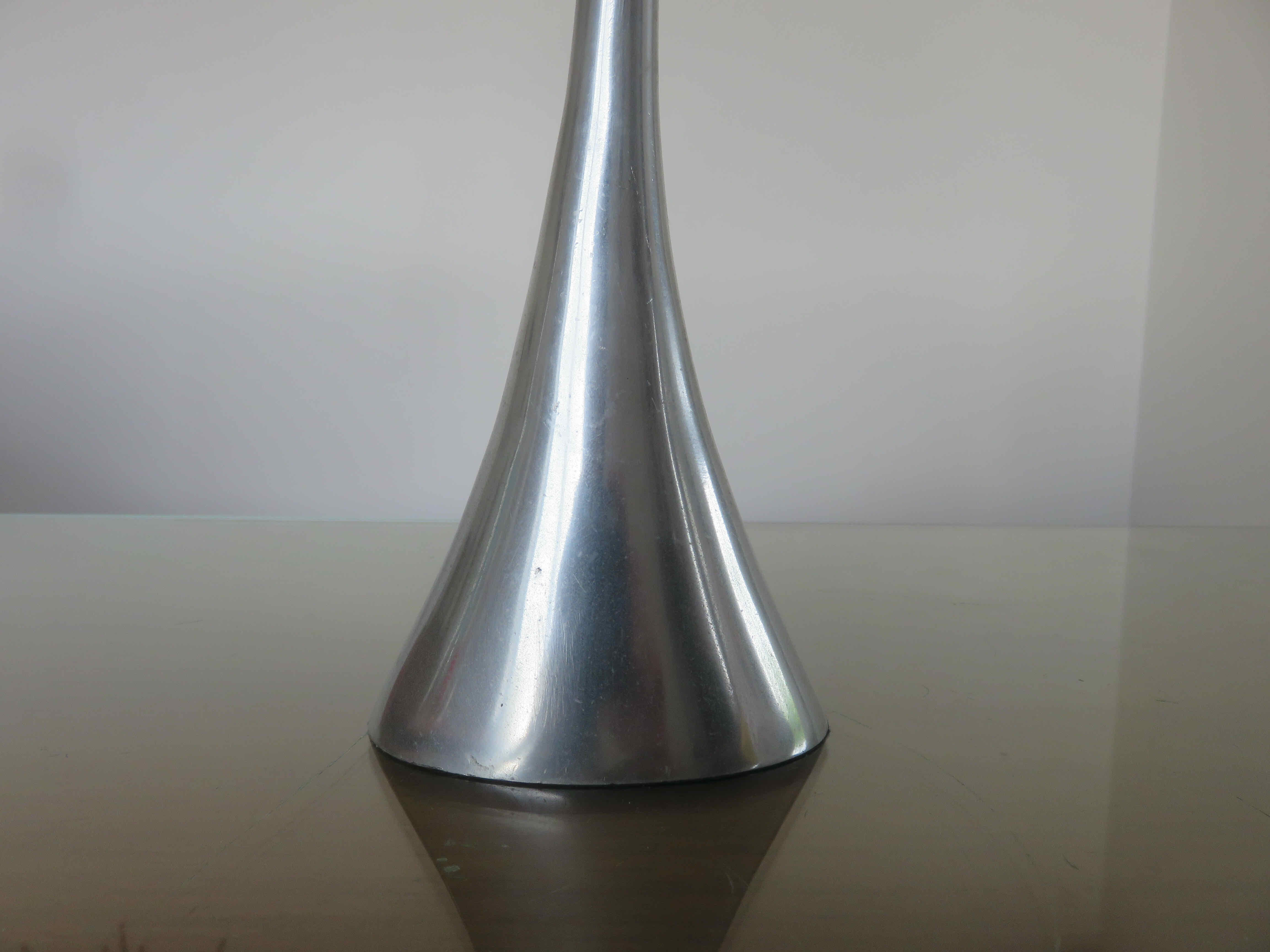 Scandinavian modernist aluminum candle holder in the 70s