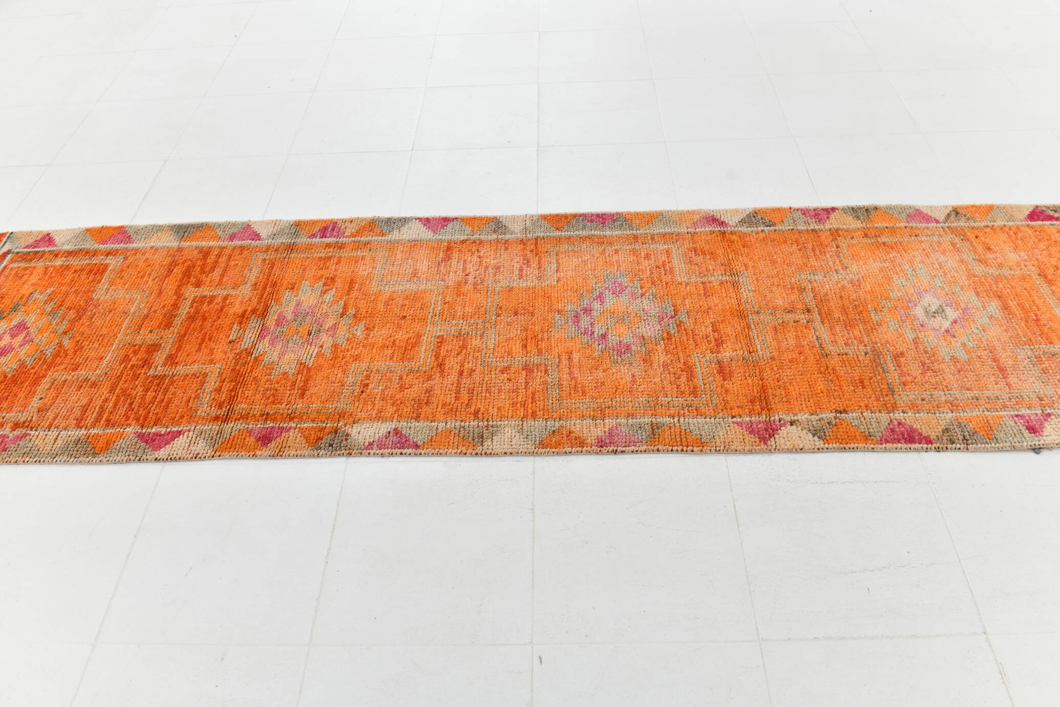 3x10 Burnt Orange Turkish Handmade Wool Runner Rug, 85x318 Cm