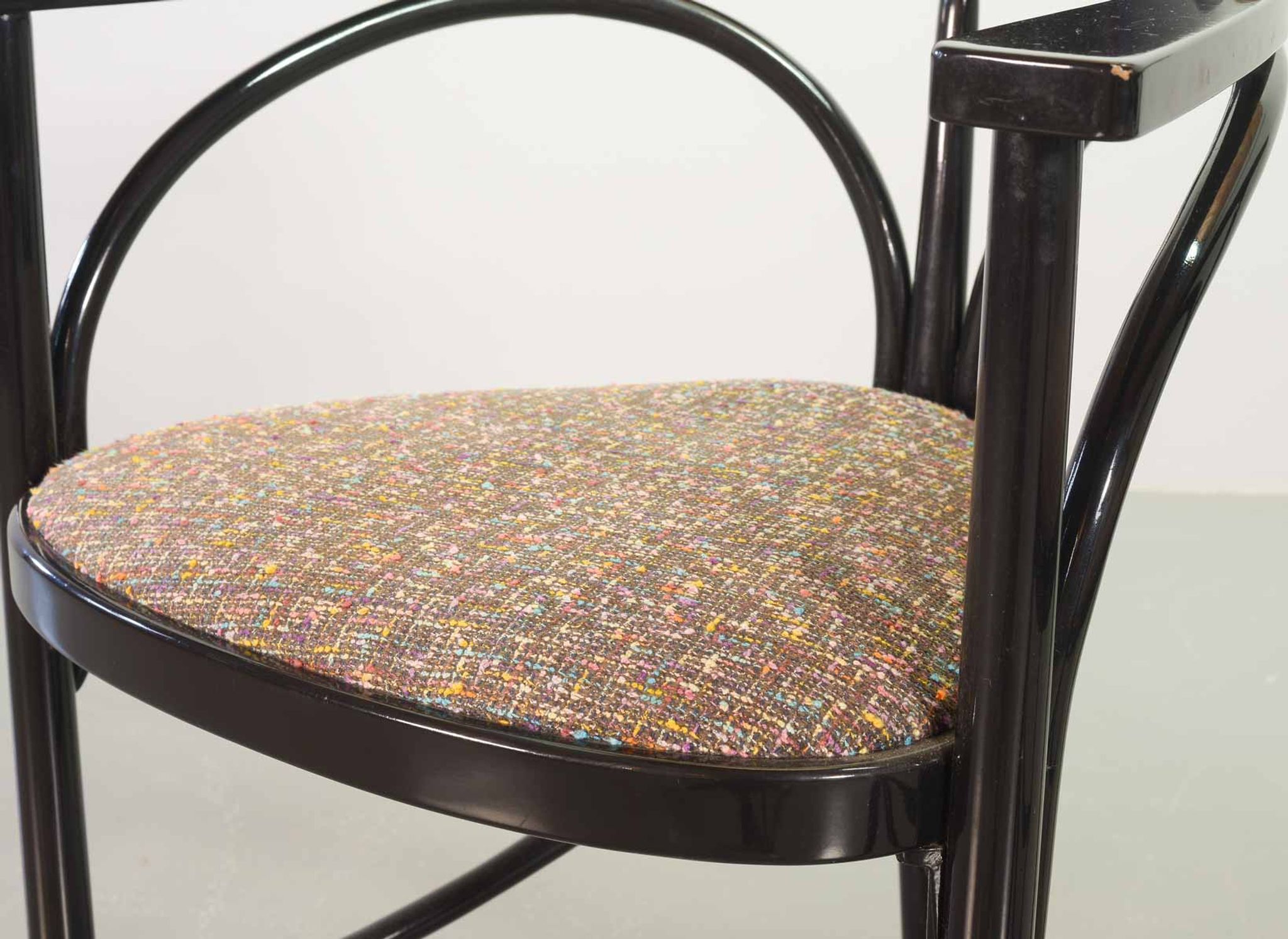 4 Wooden Black Lacquered Thonet Triangle Dining Chairs Model 87, 1980s