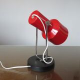 Table lamp in red lacquered aluminum and chromed metal