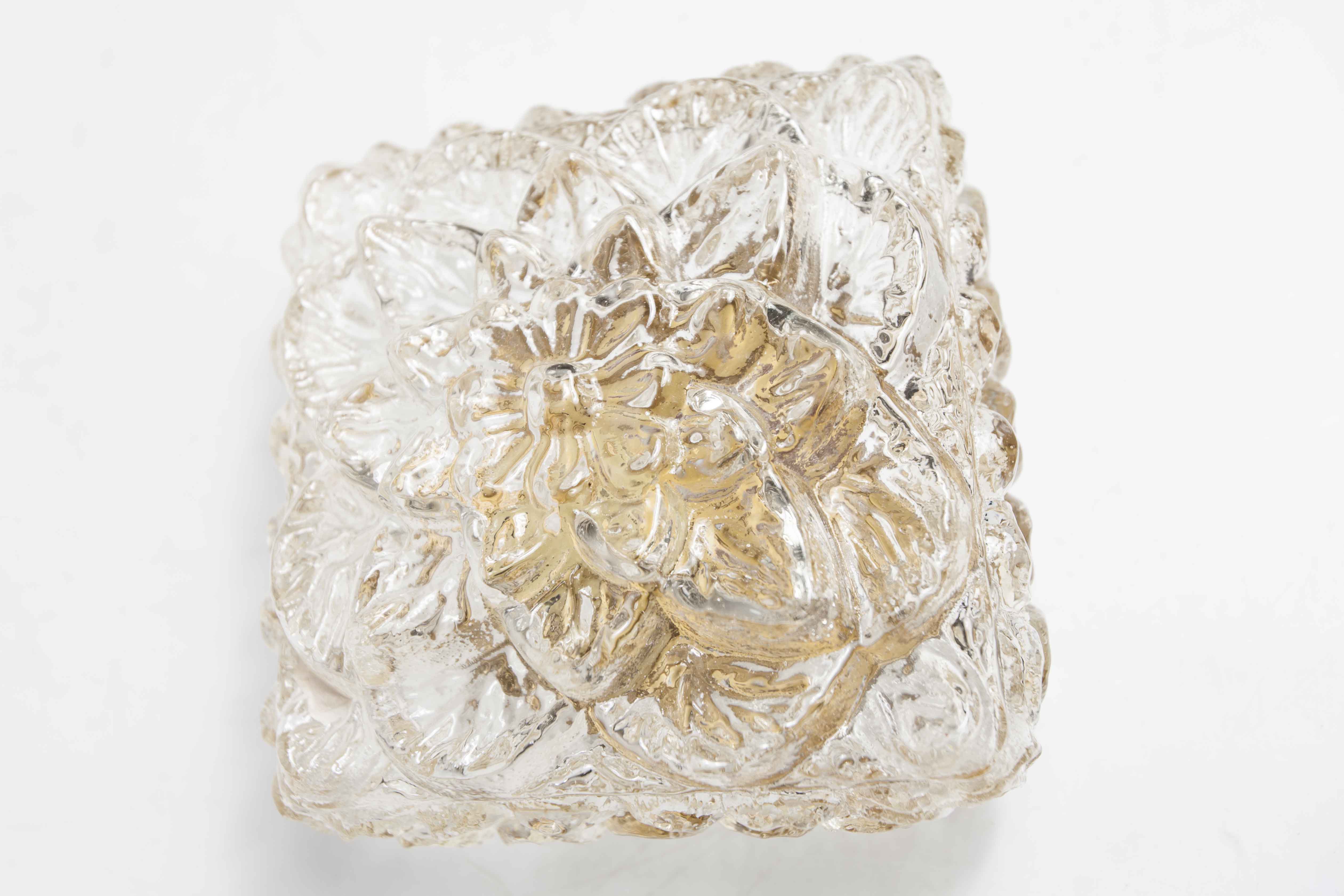 Gold floral glass ceiling light 1960