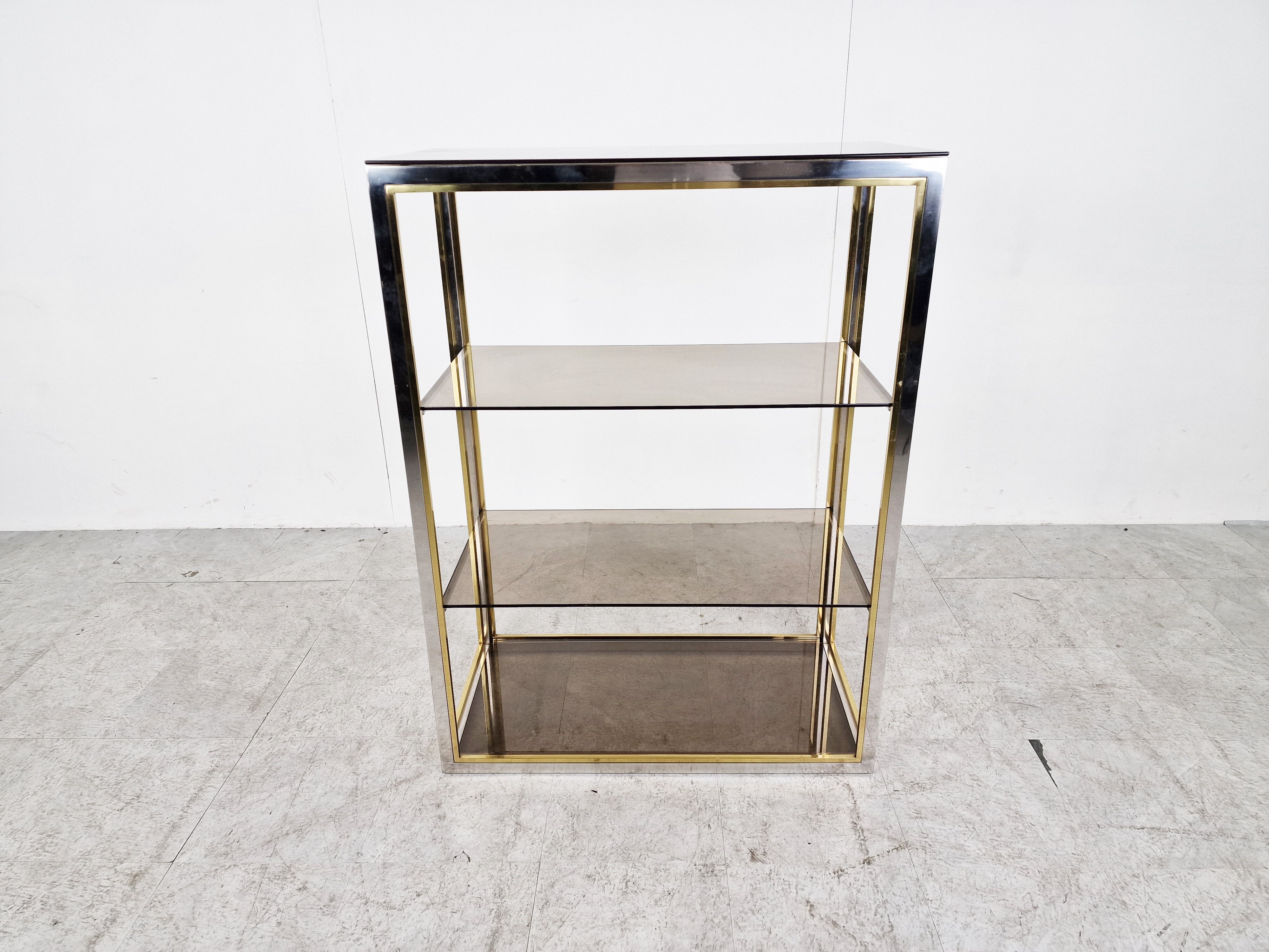 Vintage brass and chrome shelves, 1970s