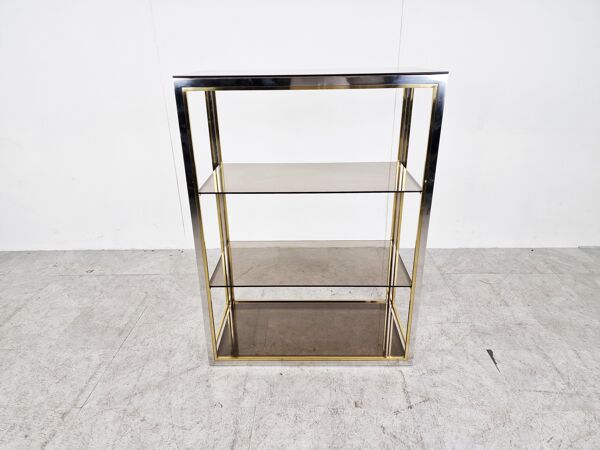 Etagère laiton vintage et chrome, années 1970