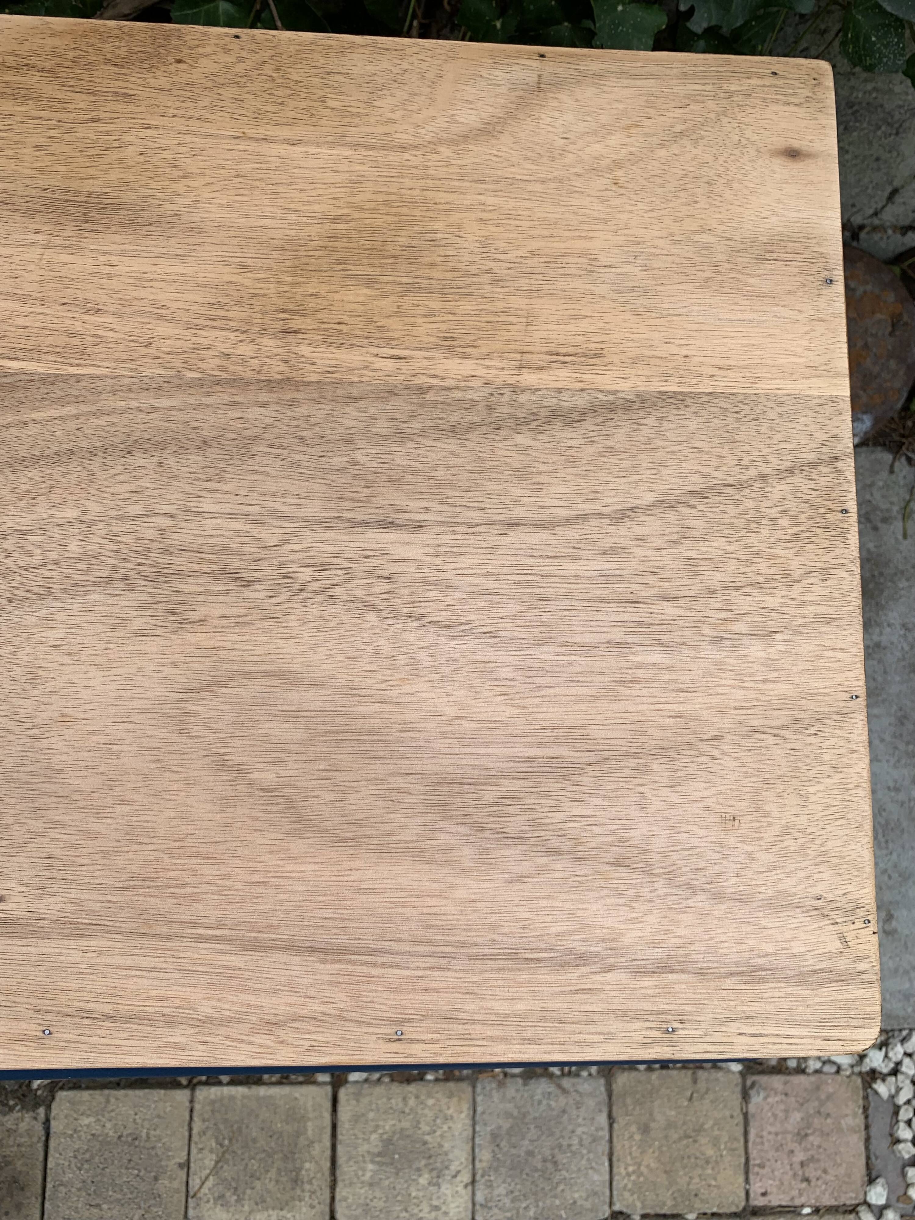 Art Deco chest of drawers in raw wood and blue, 1940