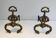Pair of neoclassical andirons in bronze and wrought iron
