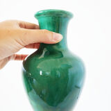 Green iridescent ceramic vase