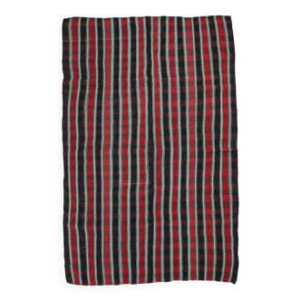 Red & Teal Green Striped Vintage Kilim Rug, 202x321Cm