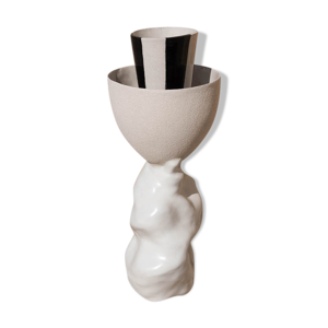 vase, sculpture Fontaine grès blanc - La Mano Studio