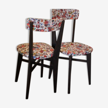 Solid wood chairs wenge seat vintage fabrics
