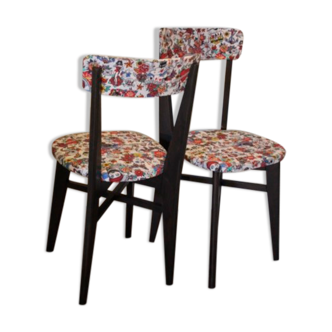 Solid wood chairs wenge seat vintage fabrics