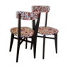 Chaises bois massif wengé assise tissus vintage