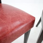 1950s Red Leather Dining Chairs for UP Czechoslovakia, Set of 4