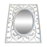 large white rattan mirror 77 x 60
