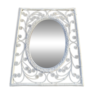 large white rattan mirror 77 x 60