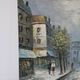 painting / oil on canvas streets of Paris under the snow vintage