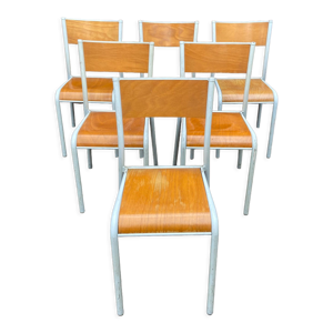 6 chaises d'école 70s industrielle