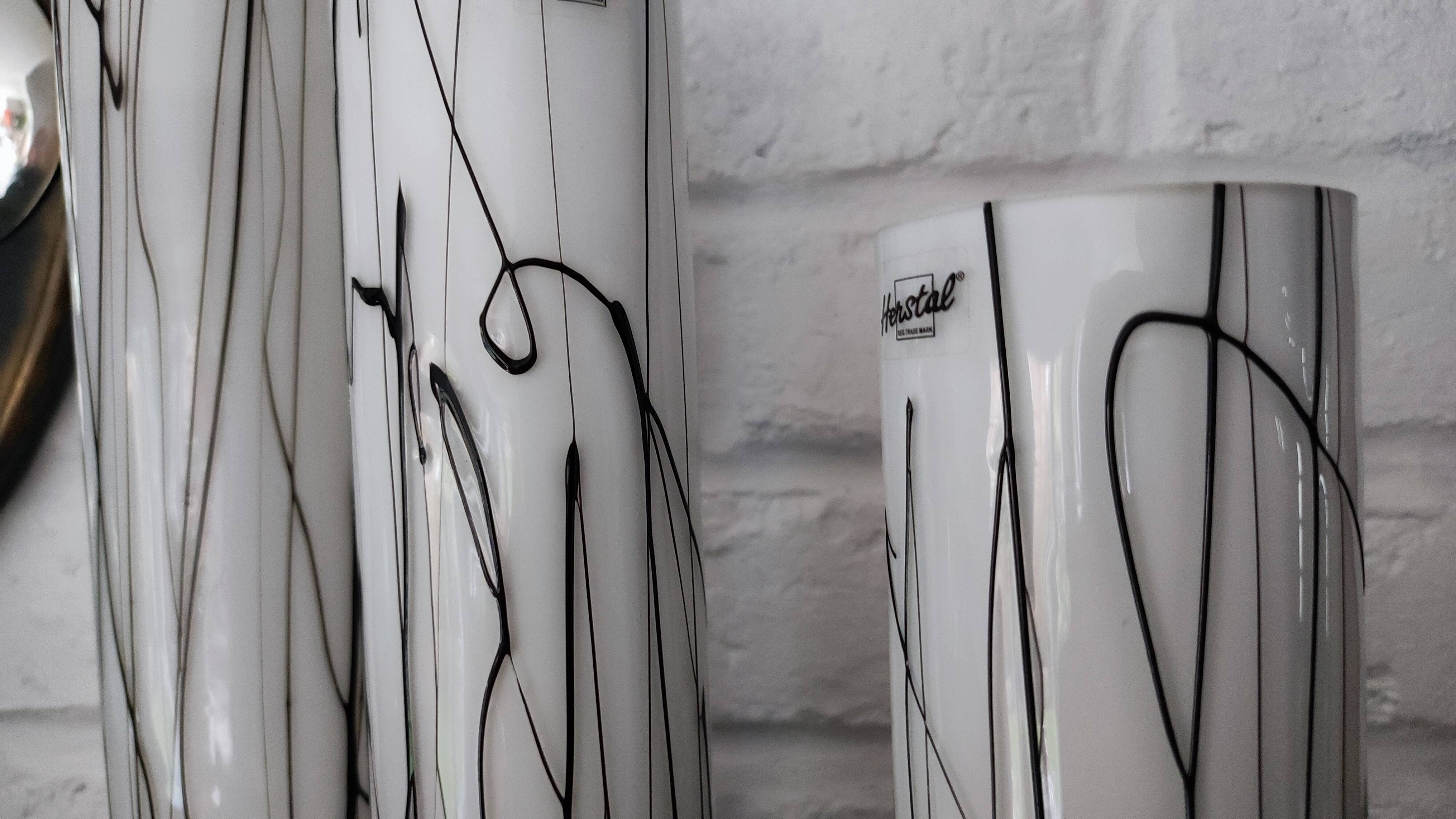 3 glass table lamps by Herstal, Denmark 1980