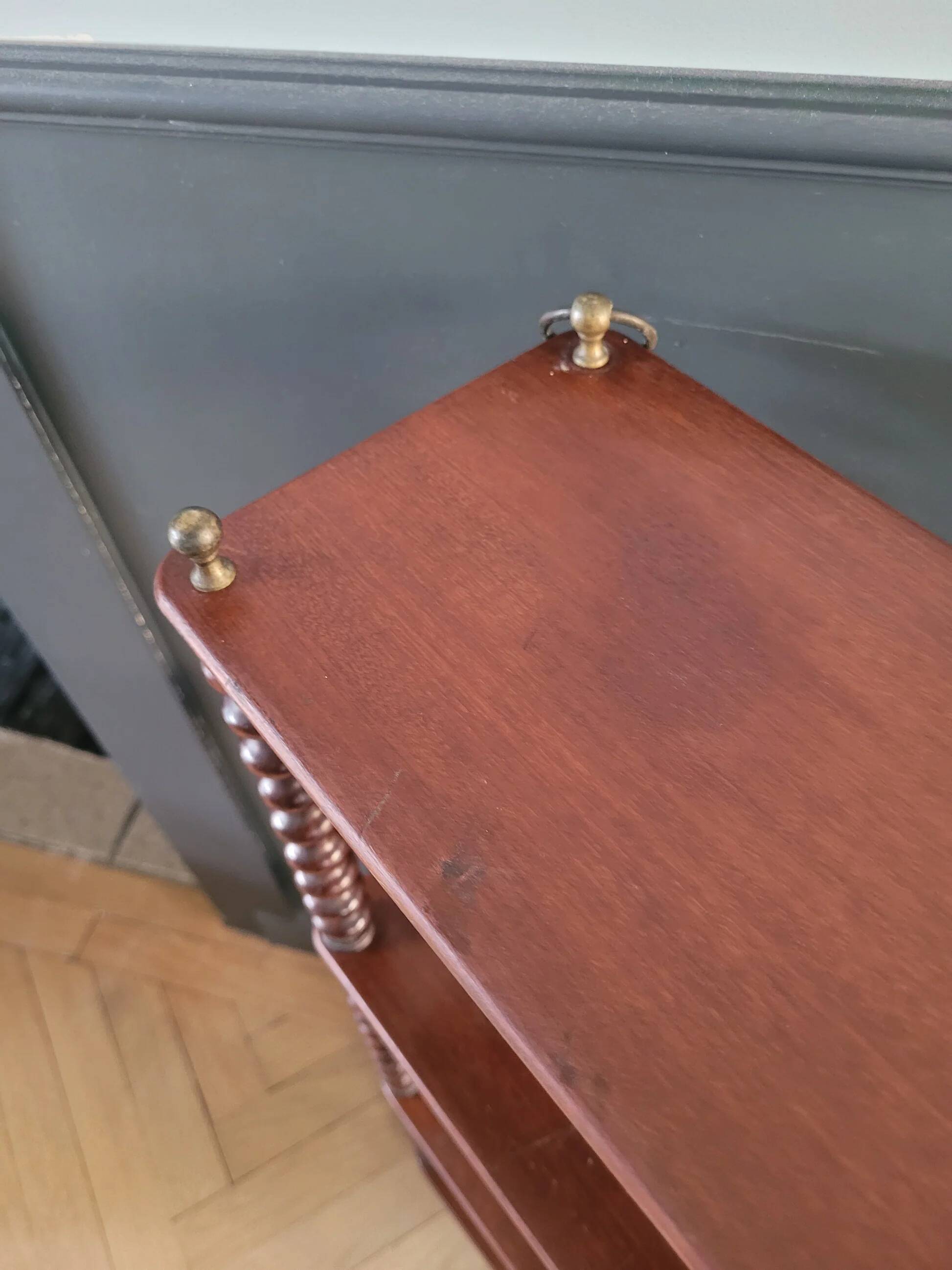 Mahogany "bobbin turned" beaded wood shelf