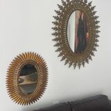 Énorme miroir Soleil en fer forgé années 50