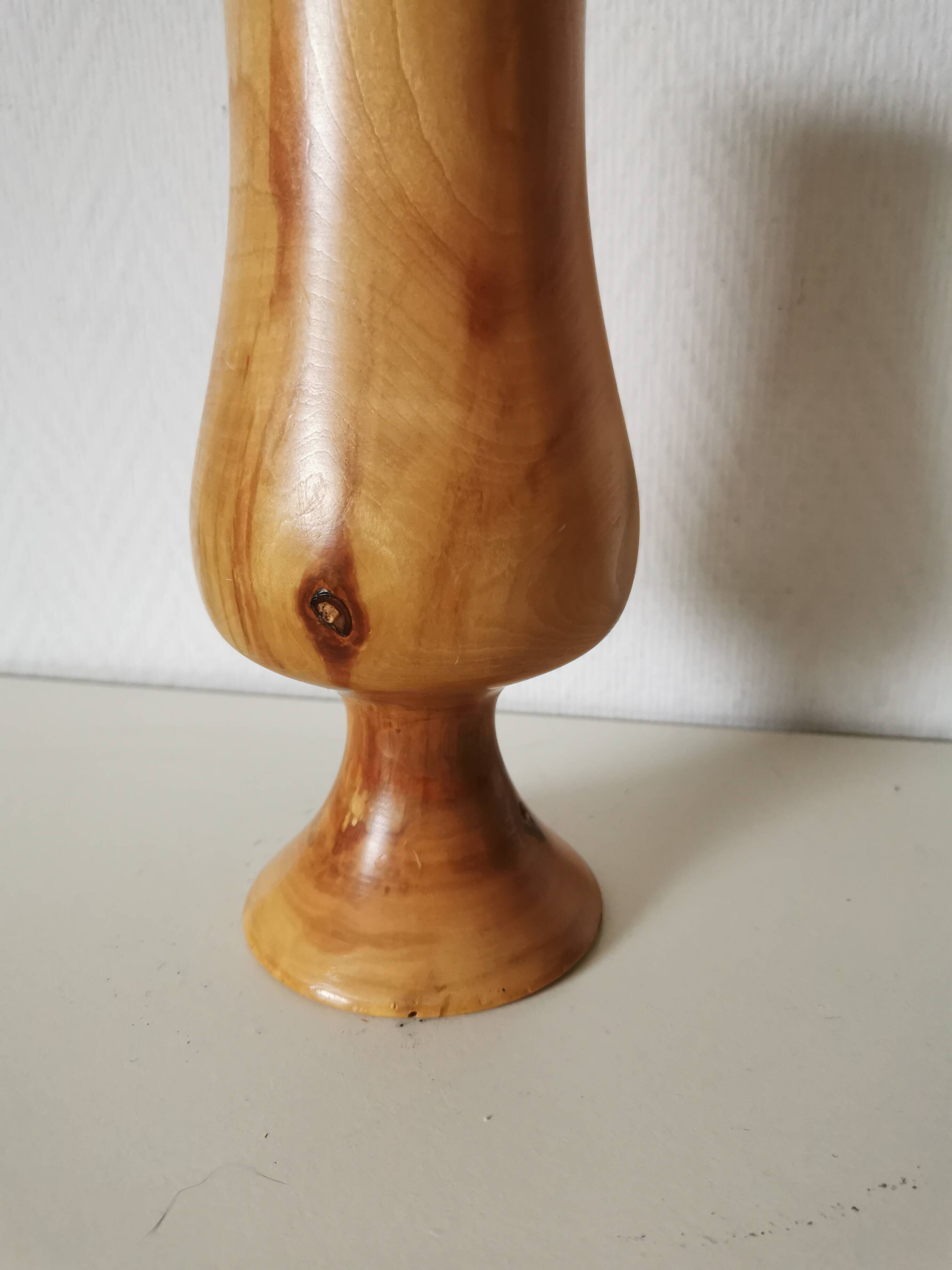vase, soliflore, candlestick, turned wood, light wood