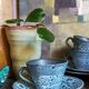 4 vintage fat lava ceramic cups
