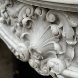 Imposing louis xv style fireplace in white carrara marble circa 1880