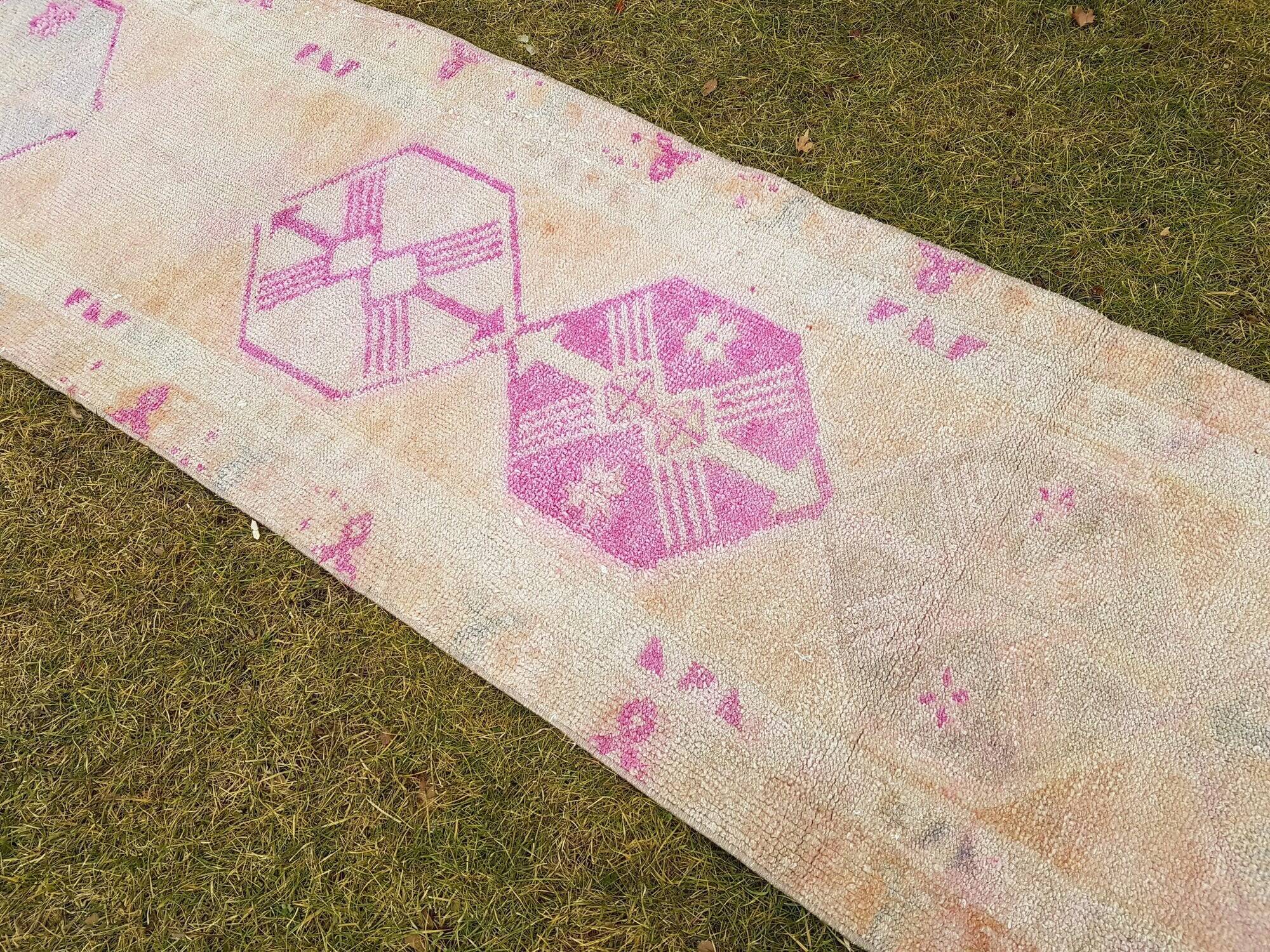 Vintage Turkish hallway rug 74x399 cm