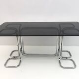 Table à manger italienne en verre fumé par Giotto Stoppino, années 70