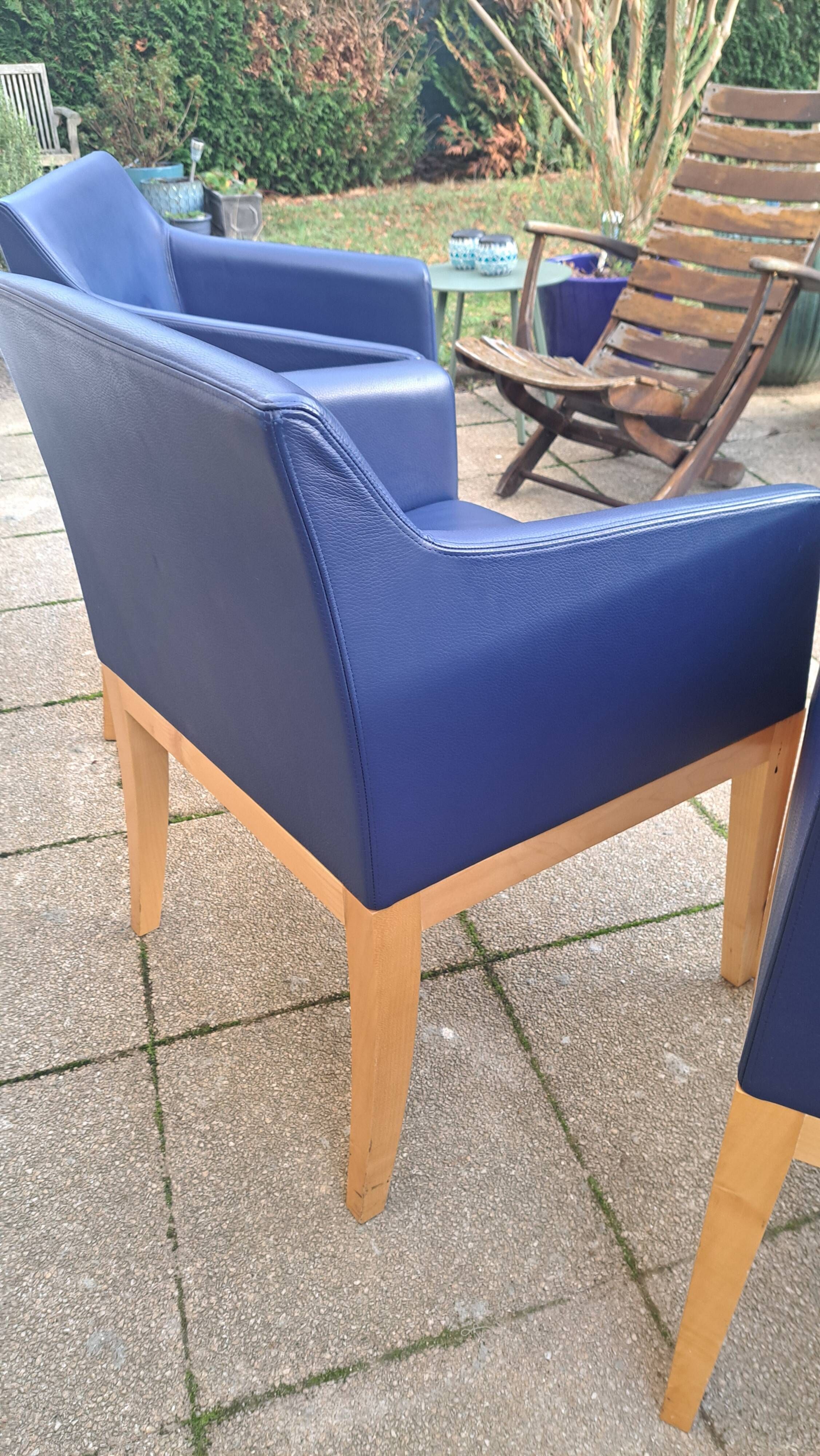 set of 3 leather armchairs Hugues Chevalier