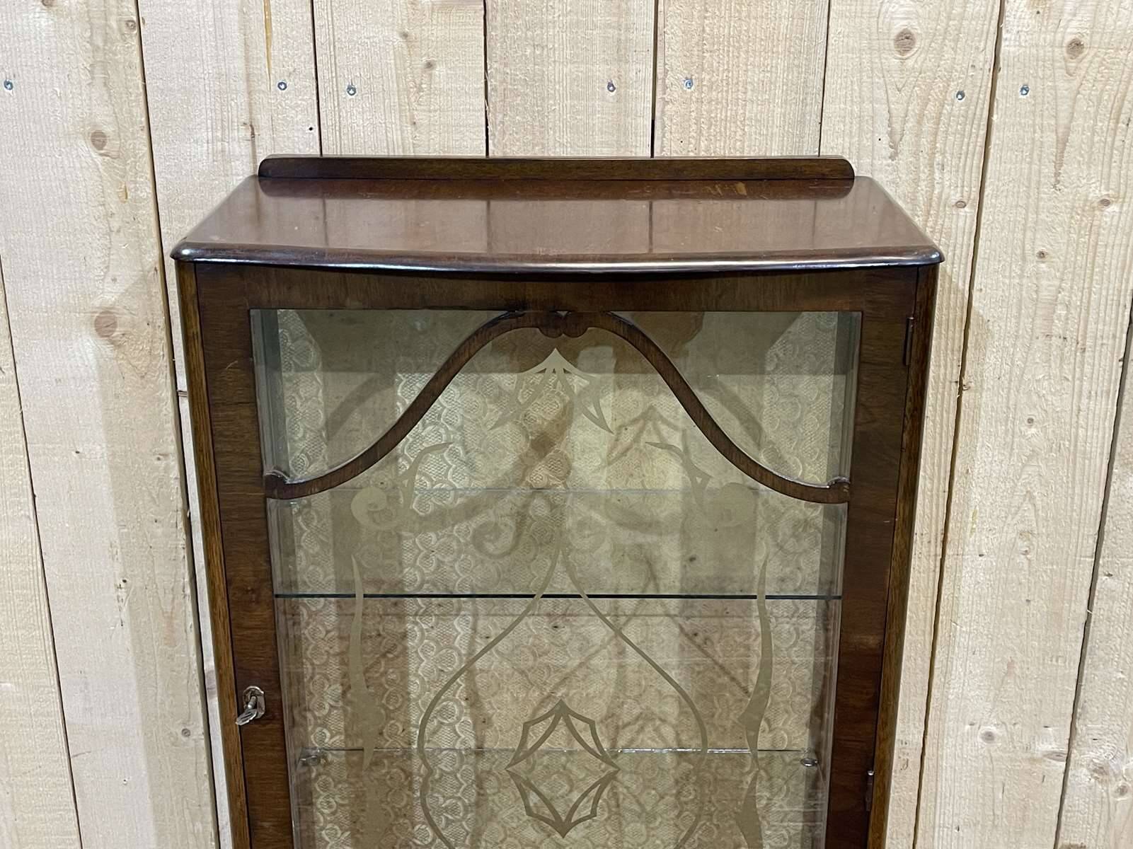 English mahogany display cabinet from the 1950s