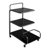 Vintage Mid-Century German Modern Bauhaus Chrome & Glass Serving Trolley