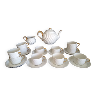 Tea set for 11 people in Havilland Limoges porcelain, twisted model