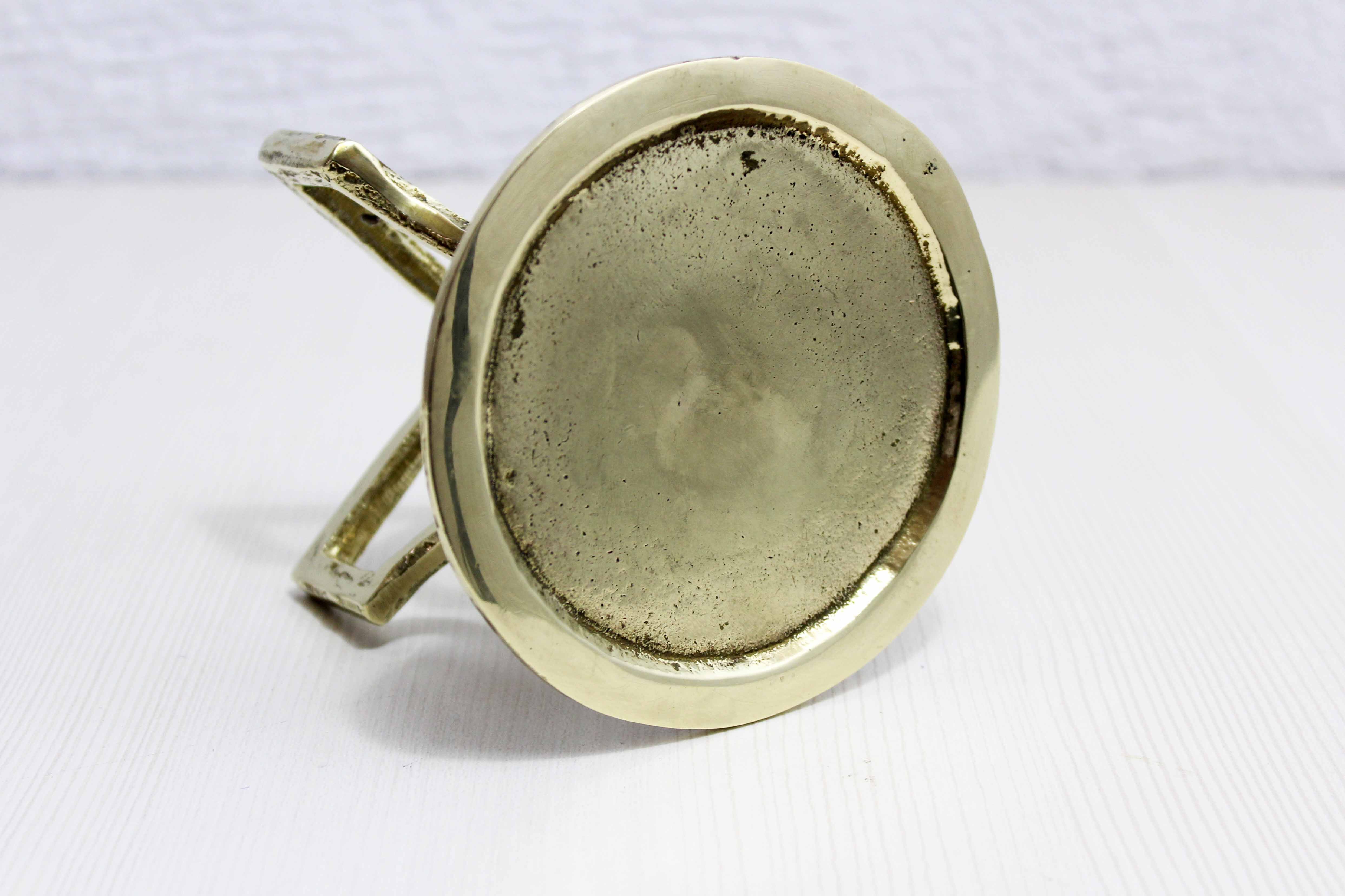 Brutalist brass candle holder