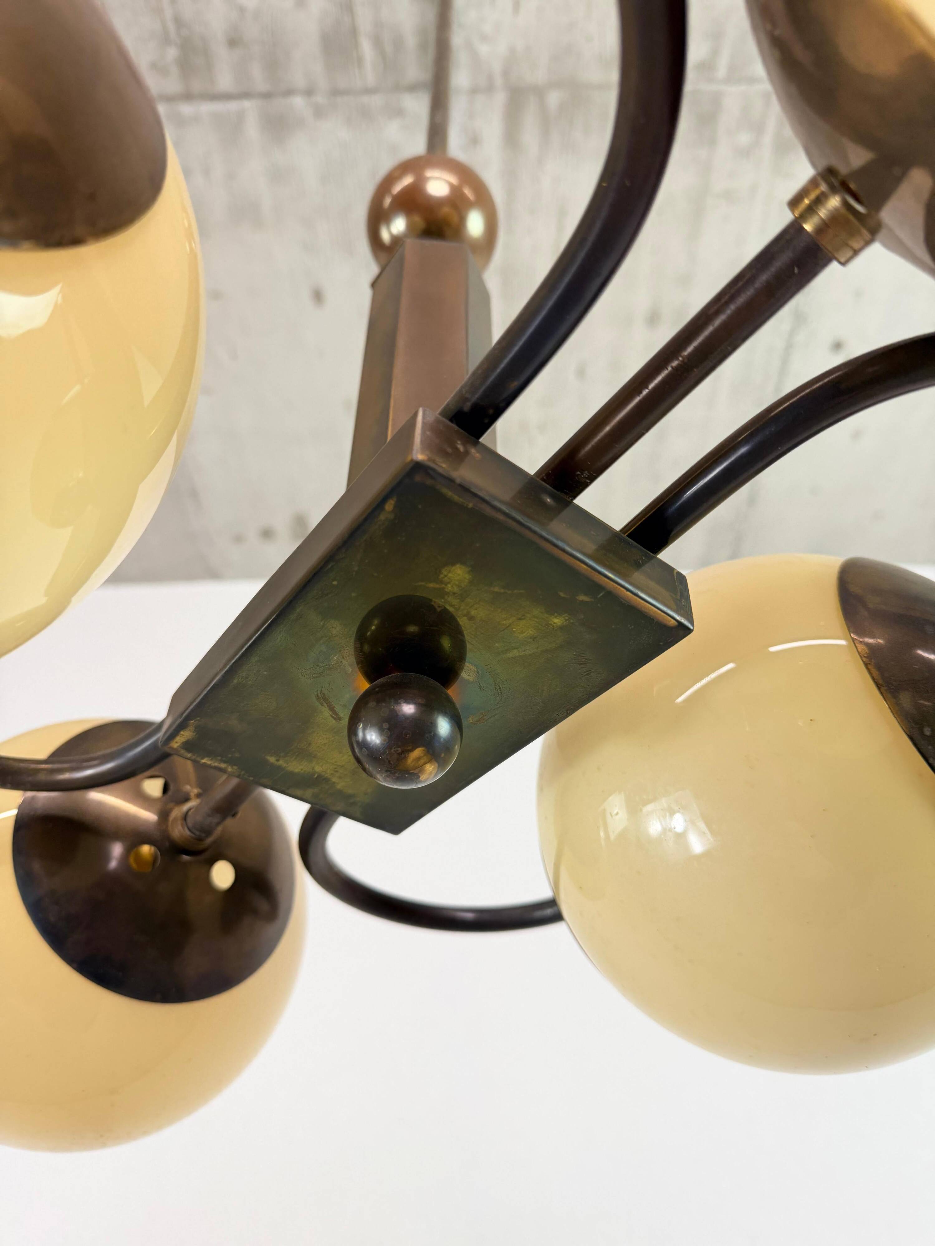 Czechoslovak rondocubist / Geometric Art Deco pendant lamp