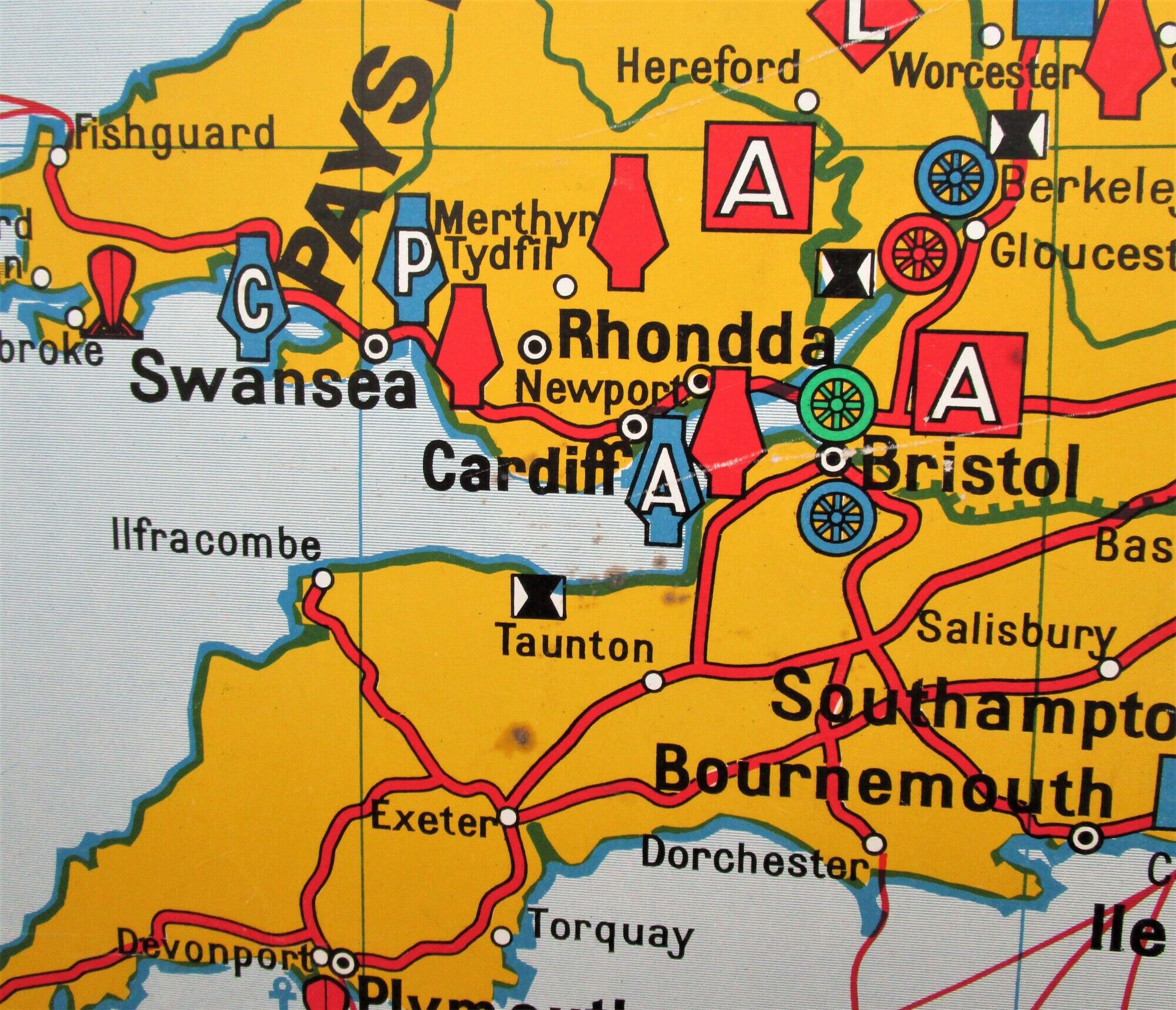 School map British Isles England Hatier n°58 and 58bis By Edouard Bruley years 60-70