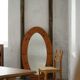 Large oval wall mirror in solid pine by Glasmäster Markaryd, Sweden, 1960s.