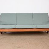 Danish 3-seater sofa in teak and new fabric, Senator model Ole Wanscher, France & Son.