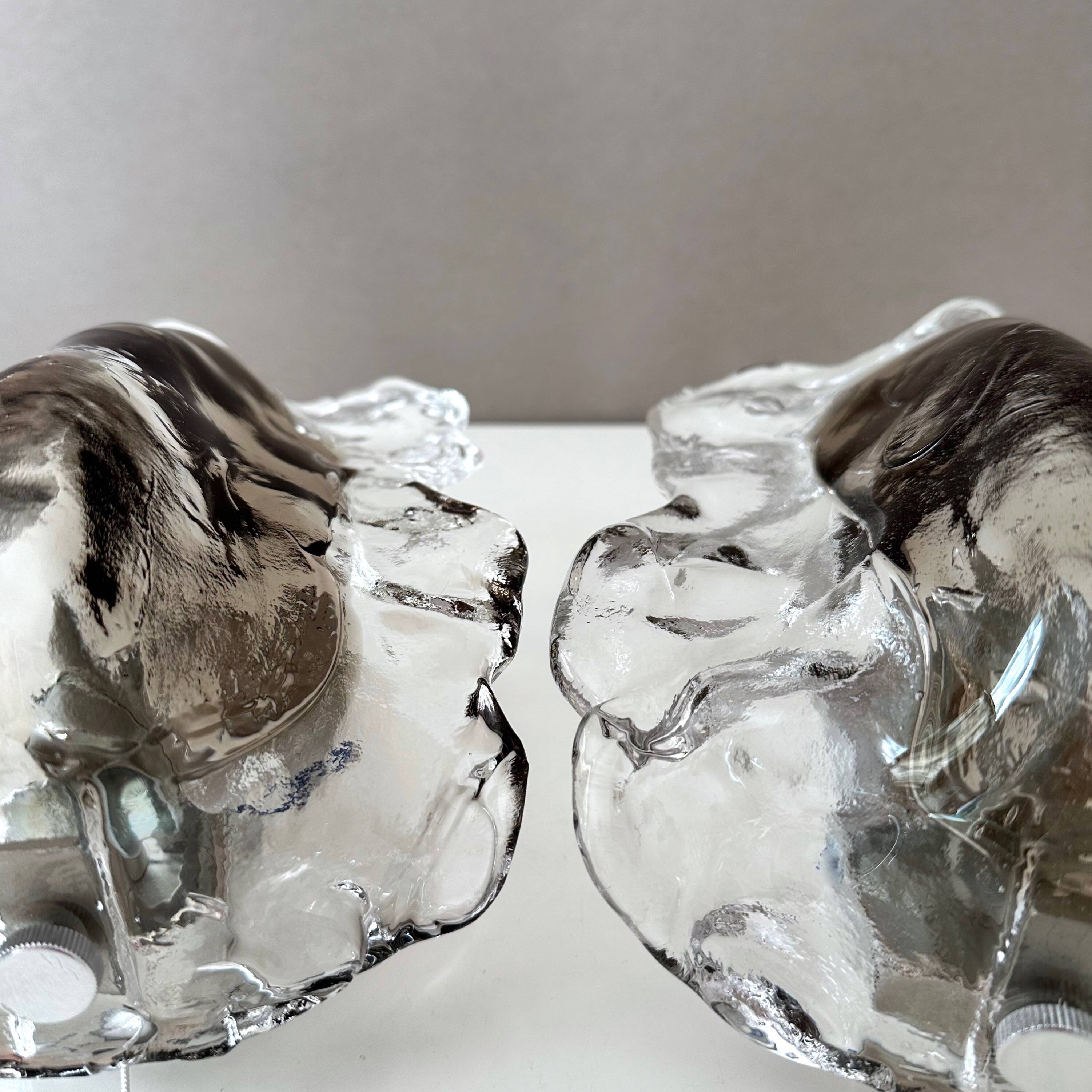 Ice Glass Wall Lights by J.T. Kalmar – Vintage Wall Lamps from the 1960s