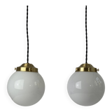 Pair of vintage opaline pendants