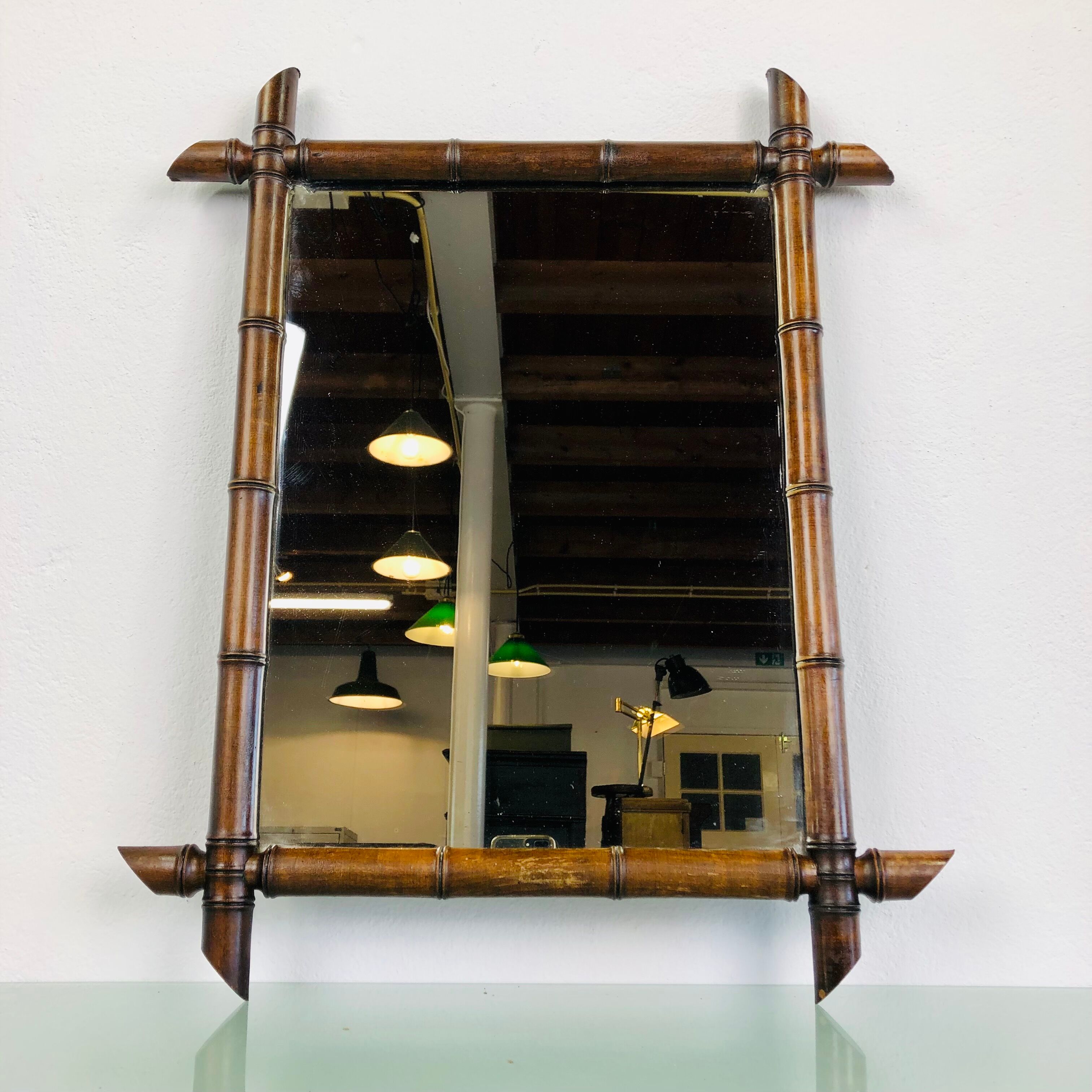 Faux bamboo mirror