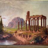 View of the Parthenon, Imaginary Landscape, Oil on canvas, Signed and dated 1881