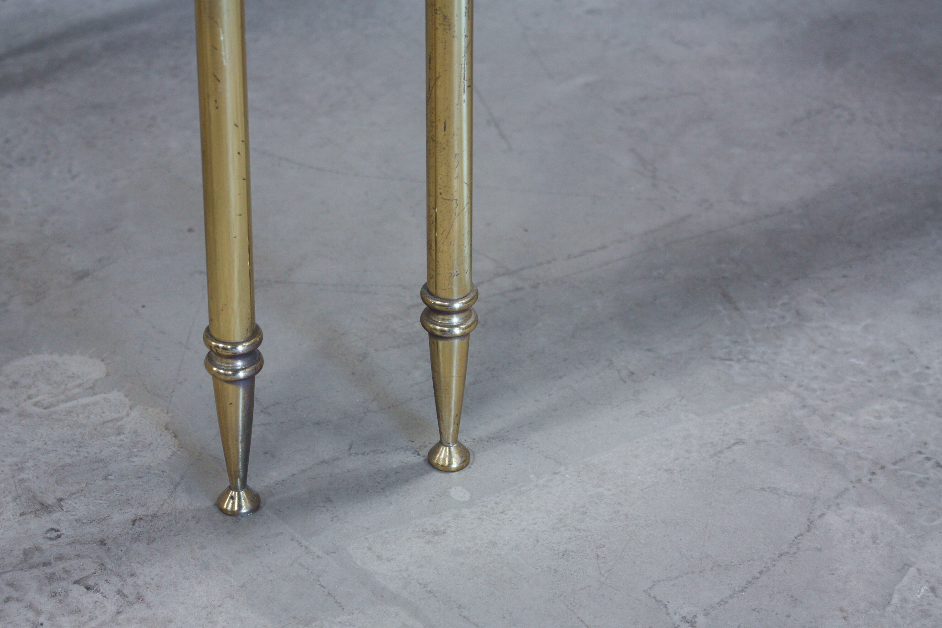 Portuguese pull out tables in brass and glass, 1970s