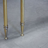 Portuguese pull out tables in brass and glass, 1970s